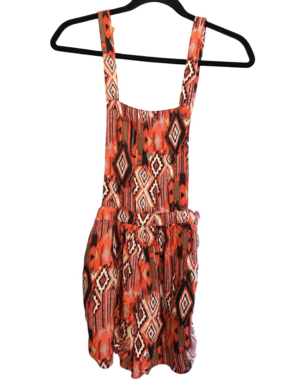 Orangey Red Aztec Print Romper